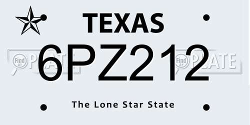 6PZ212 Texas License Plate