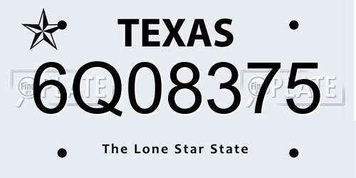 6Q08375 Texas License Plate