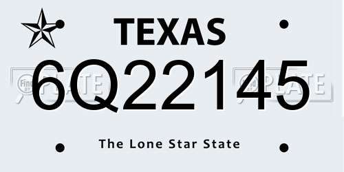 6Q22145 Texas License Plate