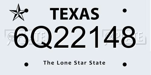 6Q22148 Texas License Plate