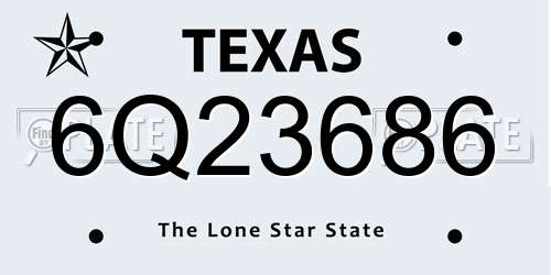 6Q23686 Texas License Plate