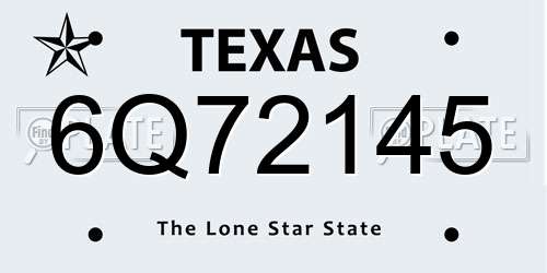 6Q72145 Texas License Plate