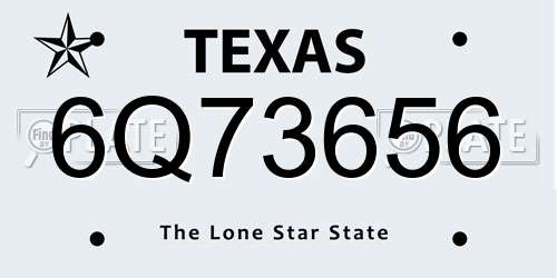6Q73656 Texas License Plate