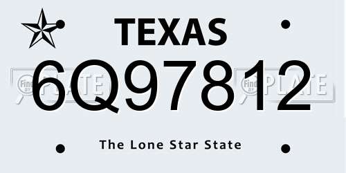 6Q97812 Texas License Plate