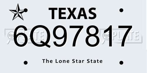 6Q97817 Texas License Plate
