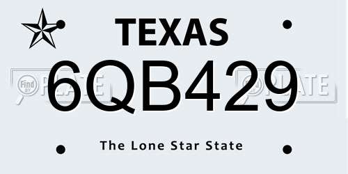 6QB429 Texas License Plate