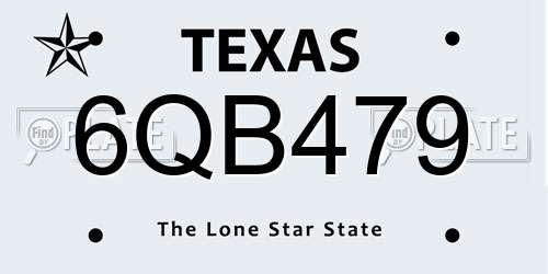 6QB479 Texas License Plate