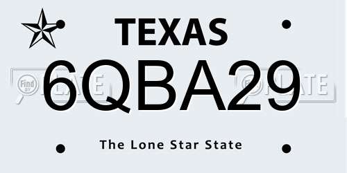 6QBA29 Texas License Plate