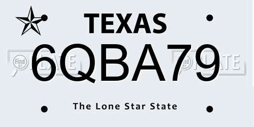 6QBA79 Texas License Plate
