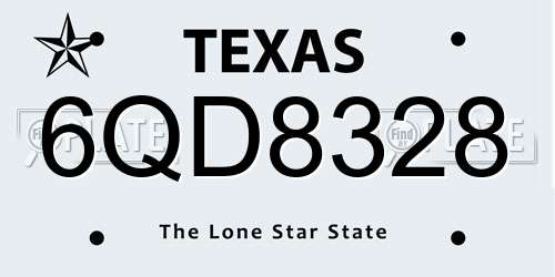 6QD8328 Texas License Plate