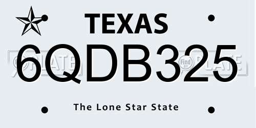 6QDB325 Texas License Plate