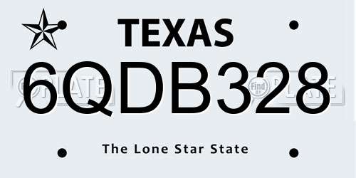 6QDB328 Texas License Plate