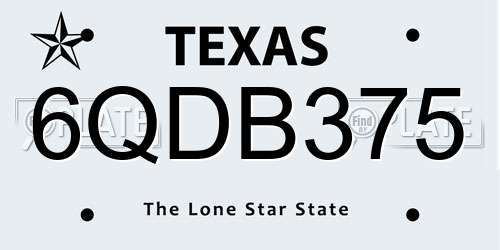 6QDB375 Texas License Plate