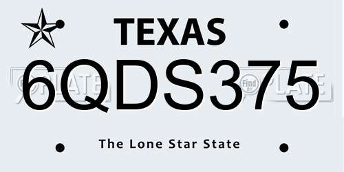 6QDS375 Texas License Plate