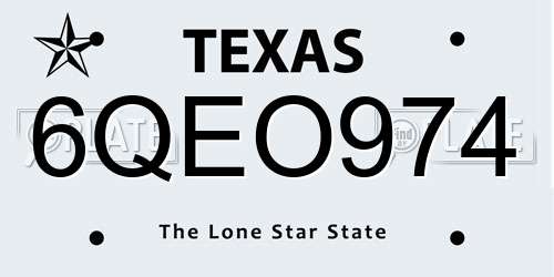 6QEO974 Texas License Plate