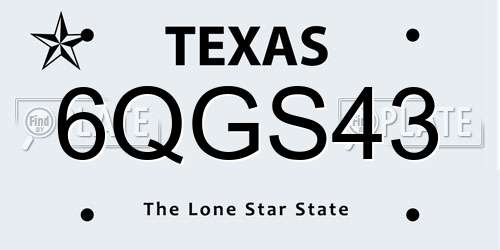 6QGS43 Texas License Plate