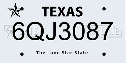 6QJ3087 Texas License Plate