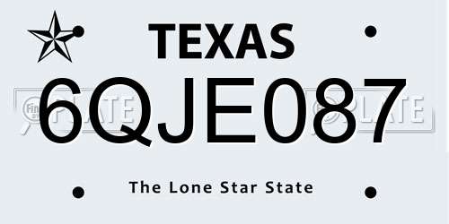 6QJE087 Texas License Plate