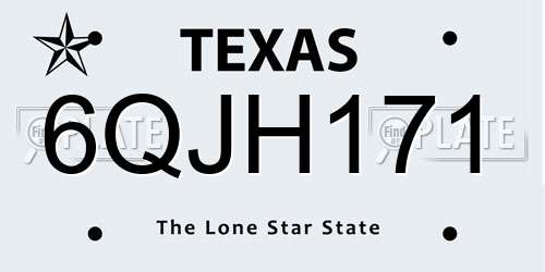 6QJH171 Texas License Plate