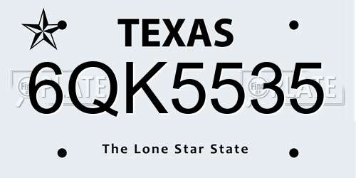 6QK5535 Texas License Plate