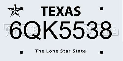 6QK5538 Texas License Plate