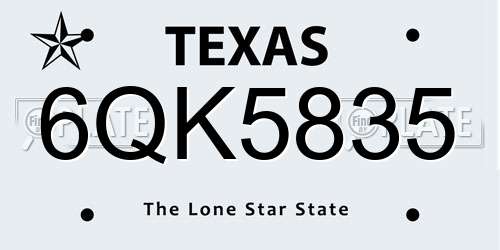 6QK5835 Texas License Plate