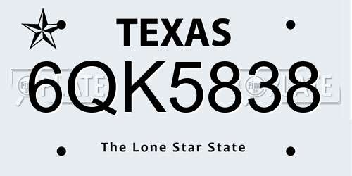 6QK5838 Texas License Plate