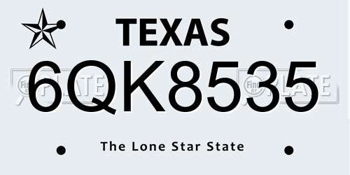 6QK8535 Texas License Plate