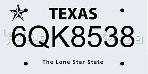 6QK8538 Texas License Plate
