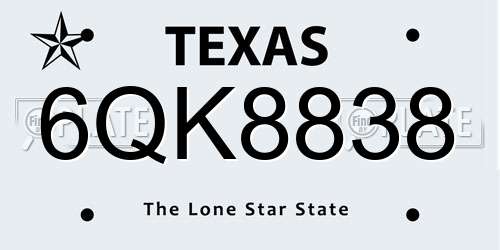 6QK8838 Texas License Plate