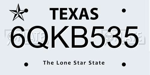 6QKB535 Texas License Plate