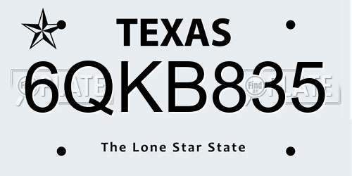 6QKB835 Texas License Plate