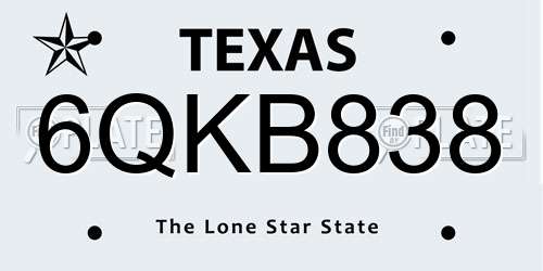 6QKB838 Texas License Plate