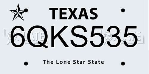 6QKS535 Texas License Plate