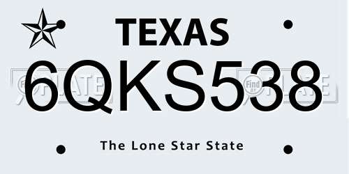 6QKS538 Texas License Plate