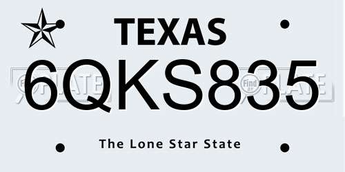 6QKS835 Texas License Plate