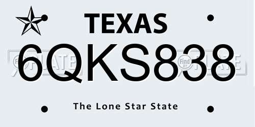 6QKS838 Texas License Plate