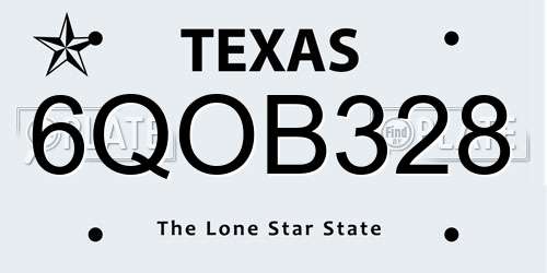 6QOB328 Texas License Plate