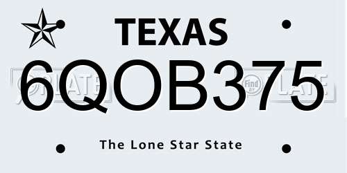 6QOB375 Texas License Plate