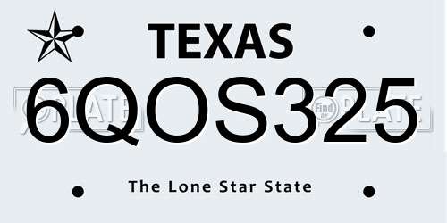 6QOS325 Texas License Plate