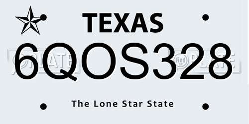 6QOS328 Texas License Plate