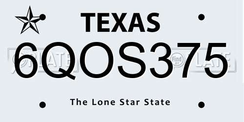 6QOS375 Texas License Plate