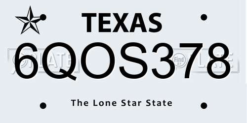 6QOS378 Texas License Plate