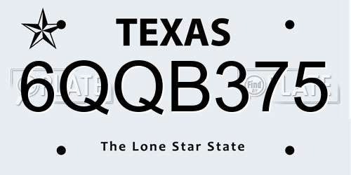 6QQB375 Texas License Plate