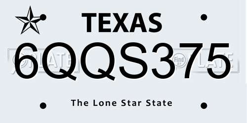 6QQS375 Texas License Plate