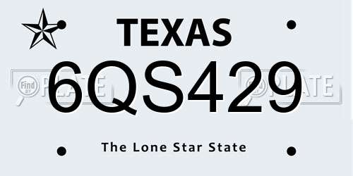 6QS429 Texas License Plate