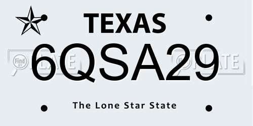 6QSA29 Texas License Plate