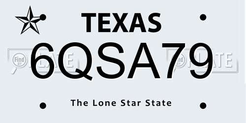6QSA79 Texas License Plate