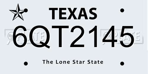 6QT2145 Texas License Plate