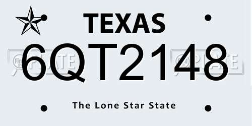 6QT2148 Texas License Plate